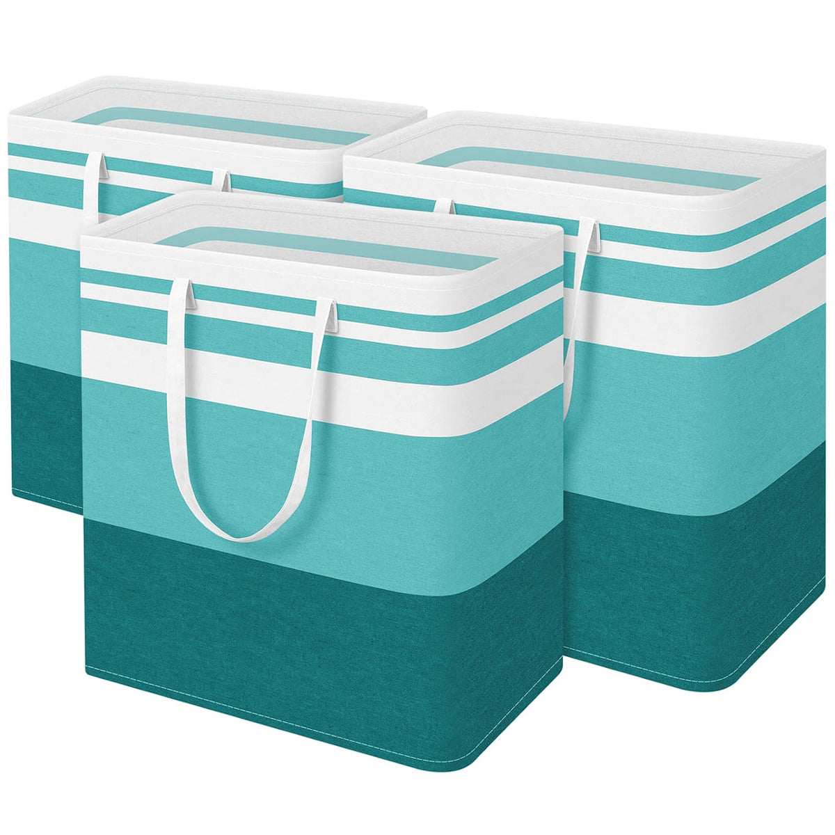 BlissTotes 3-Pack Laundry Basket, Collapsible Laundry Hamper, Grey, 75L