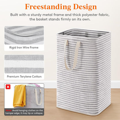 Lifewit 75L Large Laundry Baskets, Laundry Hampers Bags, 2 Pack, Grey