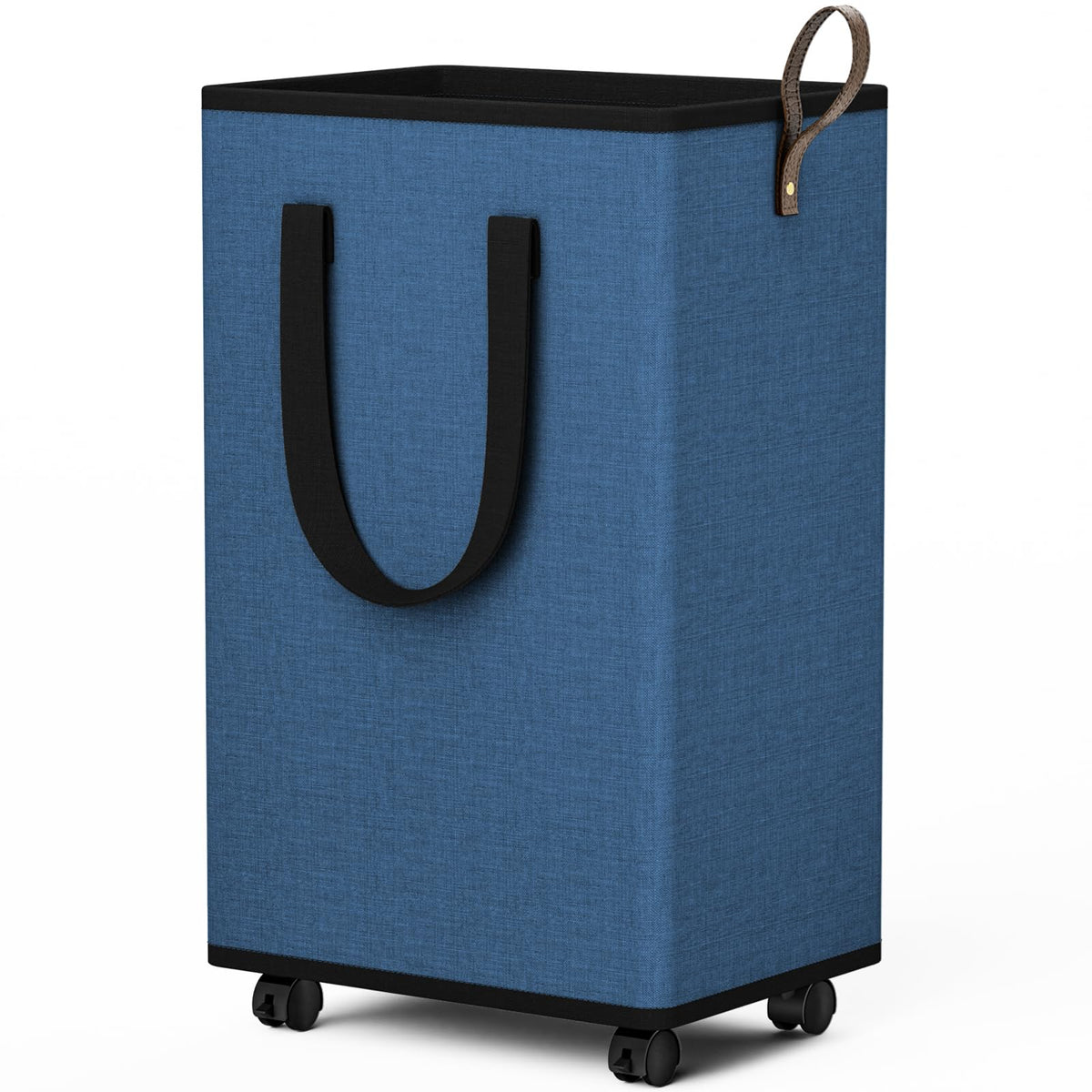 SpaceTrove Rolling Laundry Basket with Wheels, Laundry Hamper, 80L, Grey