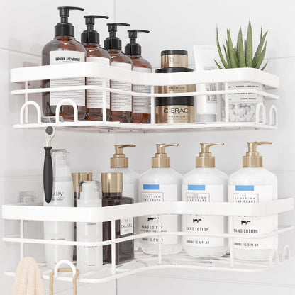 Sakugi Black Corner Shower Caddy Adhesive No Drilling Bathroom Shelves