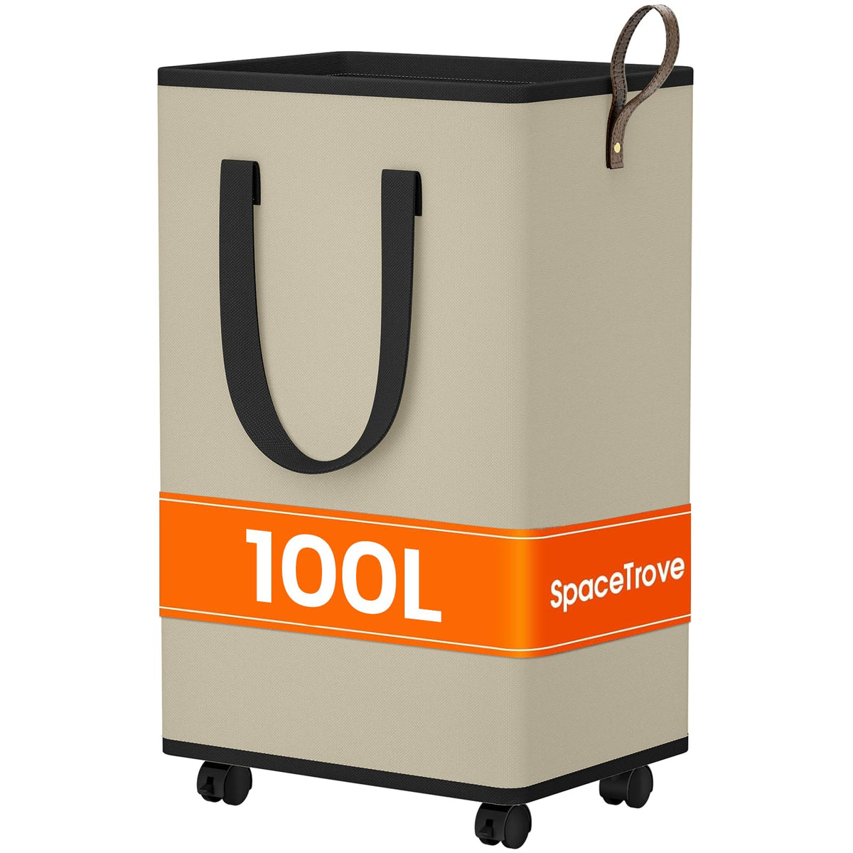 SpaceTrove Rolling Laundry Basket with Wheels, Laundry Hamper, 80L, Grey