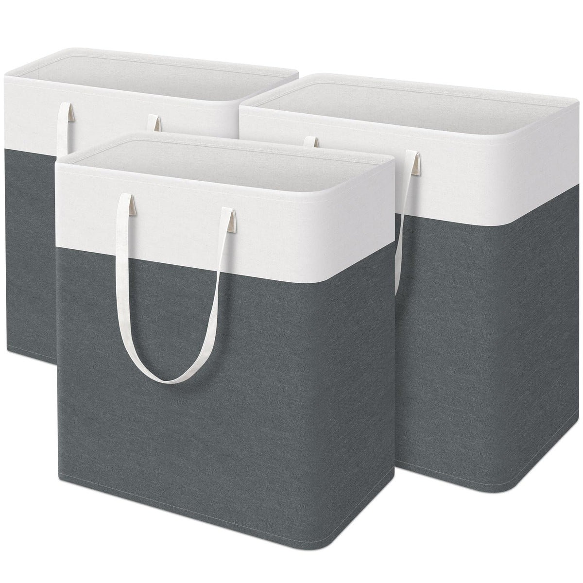 TasticTotes Laundry Basket 3-Pack, Laundry Hamper, 75L-Black