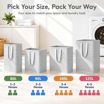 Lifewit 80L Large Laundry Baskets, Laundry Hampers Bags, 2 Pack, Grey