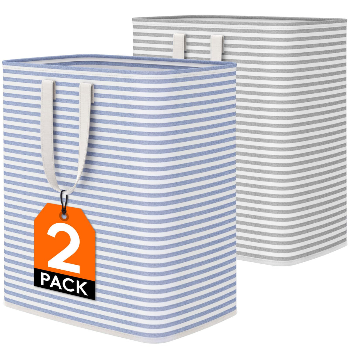 Lifewit 80L Large Laundry Baskets, Laundry Hampers Bags, 2 Pack, Grey