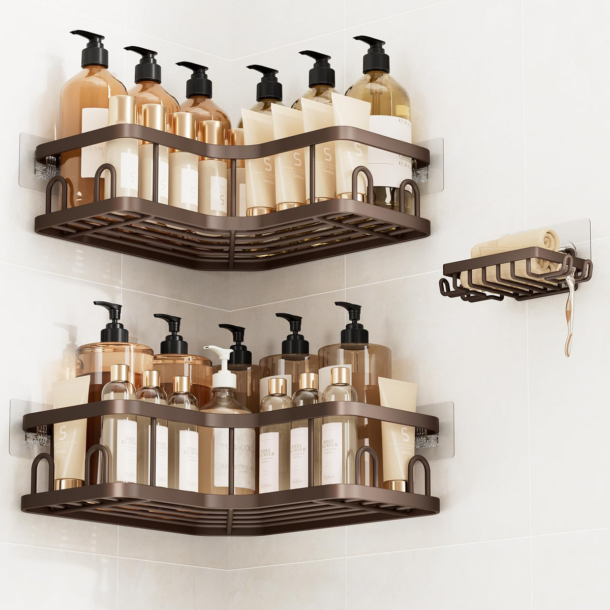 Veken Large Capacity Corner Shower Caddy 6-Pack, Advanced Rustproof Design