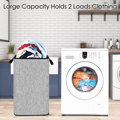 SNIGJAT Large Laundry Basket, 80 L Collapsible Tall Hamper with Handle Grey