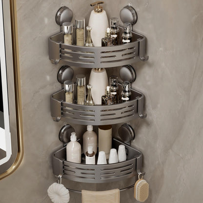 VOLPONE Shower Caddy Corner Suction Cup Shelf Corner No Drilling Bathroom Shower Organizer Storage Rack Adhesive(3-Pack, Gray)