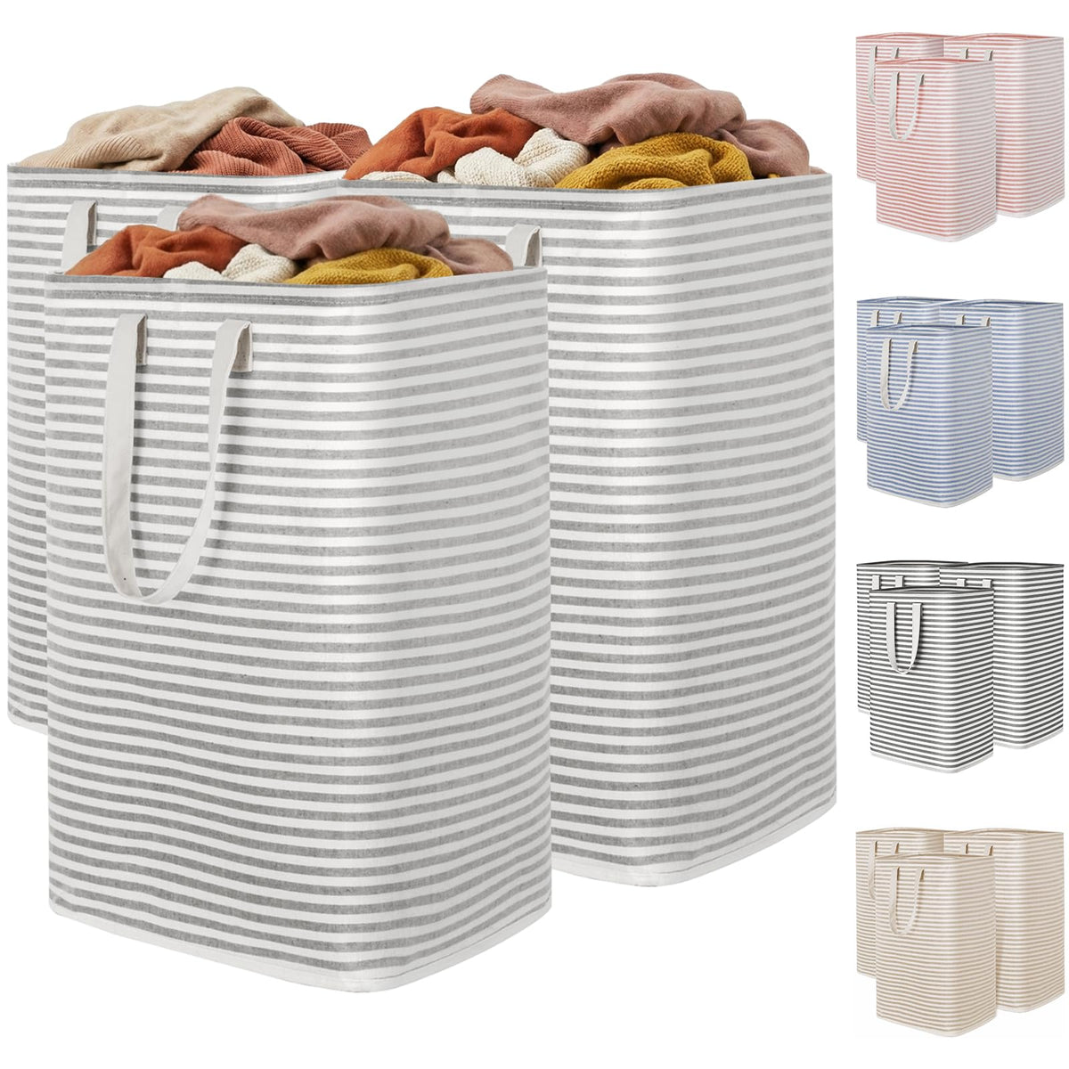 Lifewit 75L Large Laundry Baskets, Laundry Hampers Bags, 2 Pack, Grey