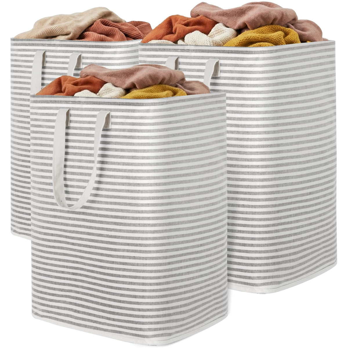 Lifewit 75L Large Laundry Baskets, Laundry Hampers Bags, 2 Pack, Grey