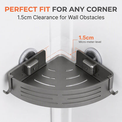 Corner Shower Caddy Suction Cup 2pcs Gray, Stainless Steel Shower Shelves