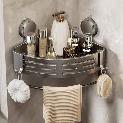 VOLPONE Shower Caddy Corner Suction Cup Shelf Corner No Drilling Bathroom Shower Organizer Storage Rack Adhesive(3-Pack, Gray)