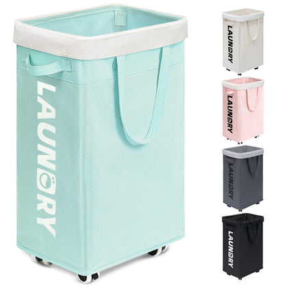 Goodpick 75L Laundry Basket with Wheels & Removable Wash Bag for Dorm