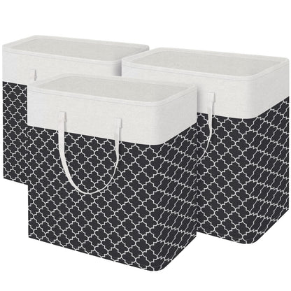 BlissTotes 3-Pack Laundry Basket, Collapsible Laundry Hamper, Grey, 75L