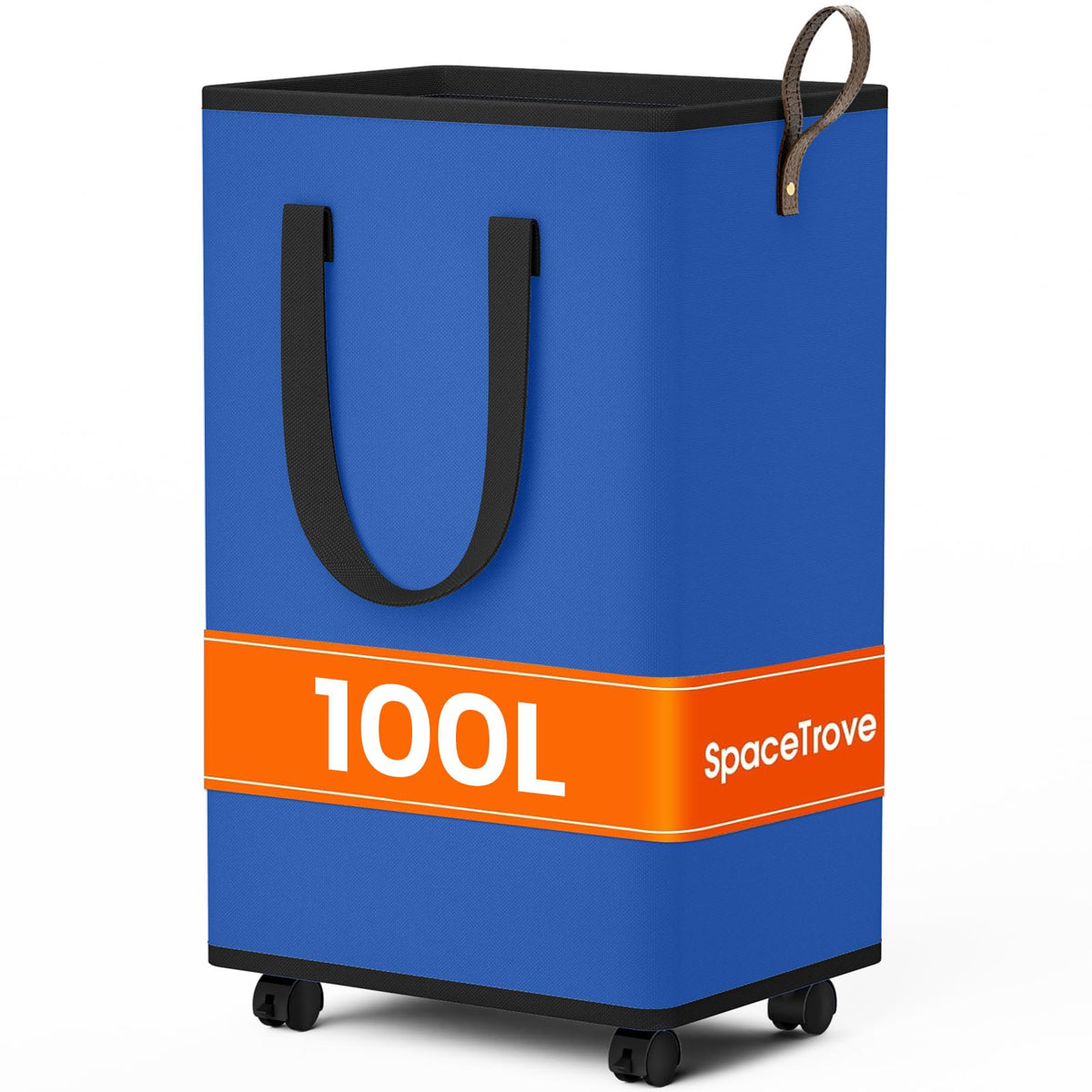 SpaceTrove Rolling Laundry Basket with Wheels, Laundry Hamper, 80L, Grey