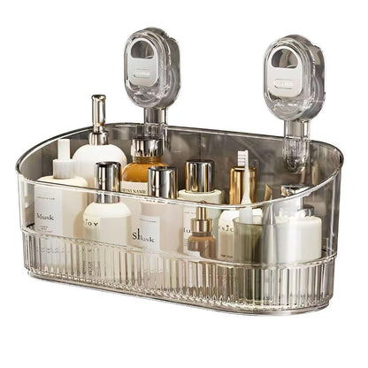 Wall Mount Suction Shower Caddy Bathroom Storage Shelf Gray 1PC