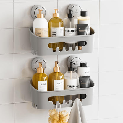 TAILI Shower Caddy Suction Cup, Heavy Duty Bathroom Organizer, Removable Shelves for Inside Shower, Shampoo, Waterproof Suction Plastic Storage for Bathroom Accessories Holder, White