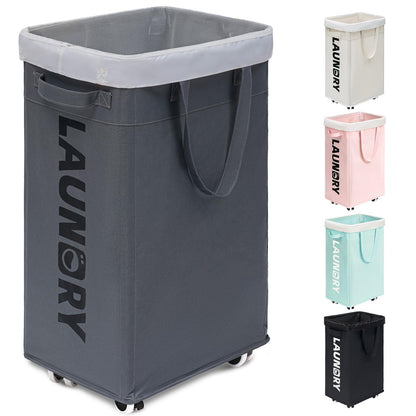 Goodpick 75L Laundry Basket with Wheels & Removable Wash Bag for Dorm