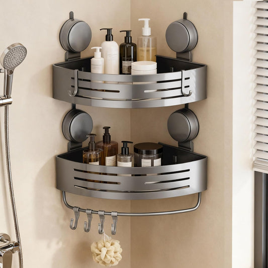 Aluminum Shower Caddy(2-Pack Gray),Shower Shelves for Wall.