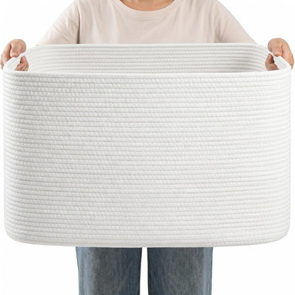 75L Blanket Basket Laundry Basket Hamper Brown/White,22"x17"x12"