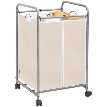 STORAGE MANIAC 3 Section Laundry Sorter, Laundry Hamper with Wheels, Gray