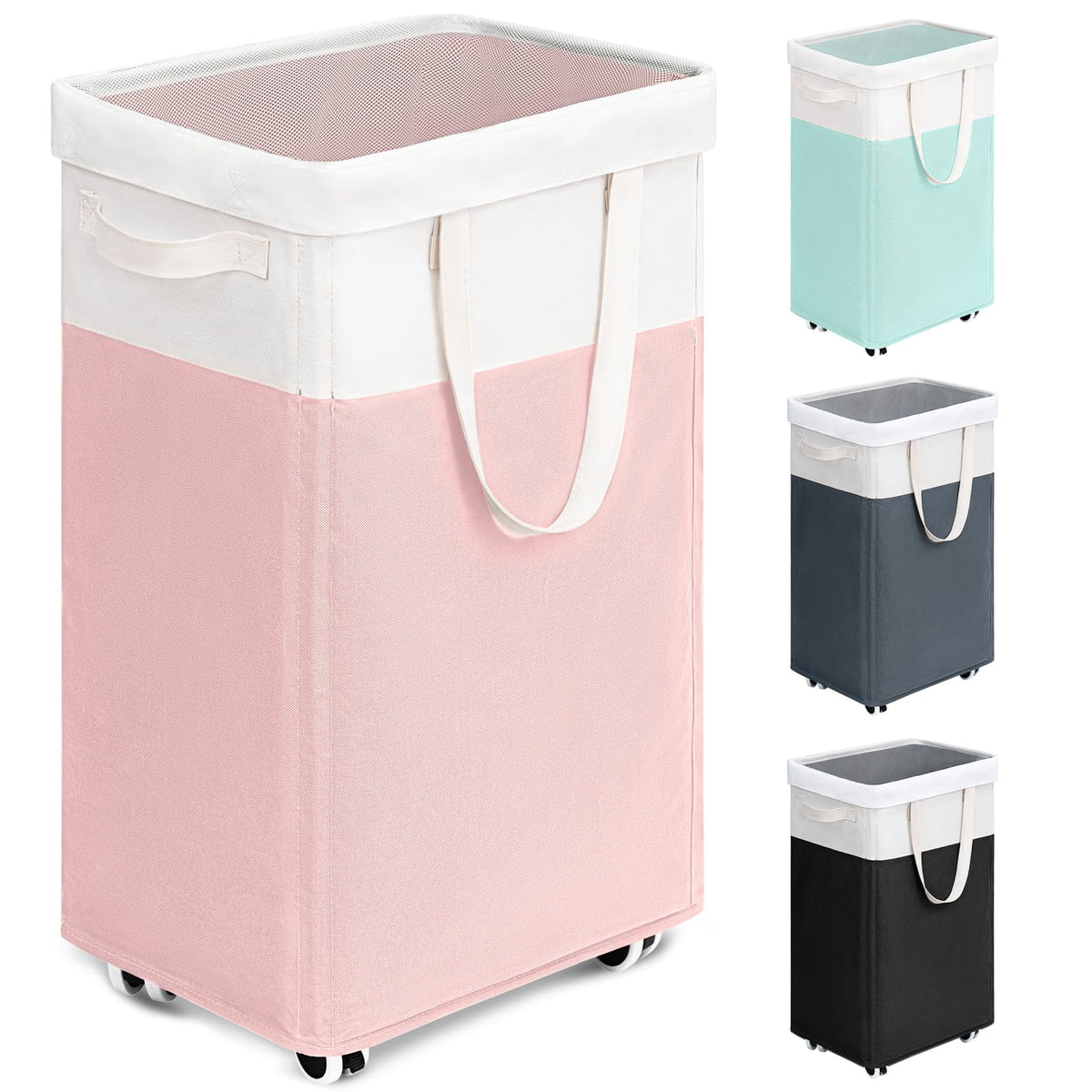 Goodpick 75L Laundry Basket with Wheels & Removable Wash Bag for Dorm