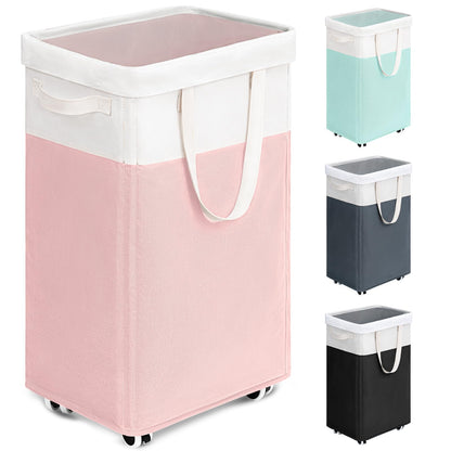 Goodpick 75L Laundry Basket with Wheels & Removable Wash Bag for Dorm