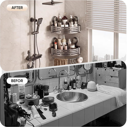 Corner Shower Caddy, ABS Suction Cup Shower Caddy, Grey 1pc