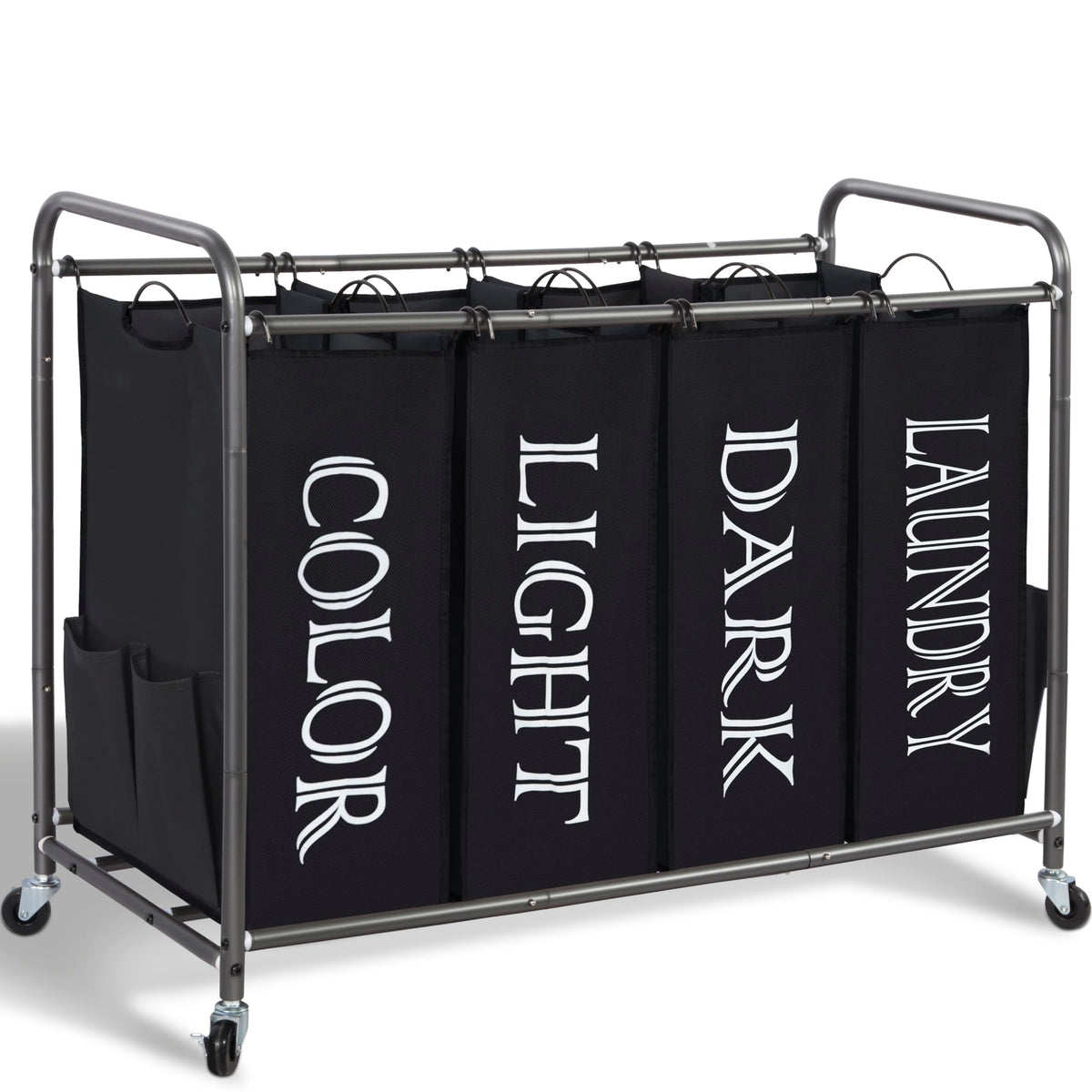 STORAGE MANIAC 3 Section Laundry Sorter, Laundry Hamper with Wheels, Gray