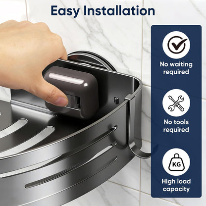 Veinvifiy 2 Tiers Corner Shower Caddy with Suction Cup 2 Pack Corner Shower Shelves Aluminum Upgraded Shower Organizer Removable Bathroom Storage Rack Kitchen Wall Mounted Bathroom Caddies Grey
