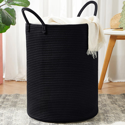 60L Black Laundry Basket Hamper Woven Rope Clothes hamper