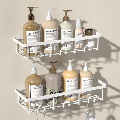 Adhesive Large Wall Shower Caddy Shelves for Inside Shower with Hooks