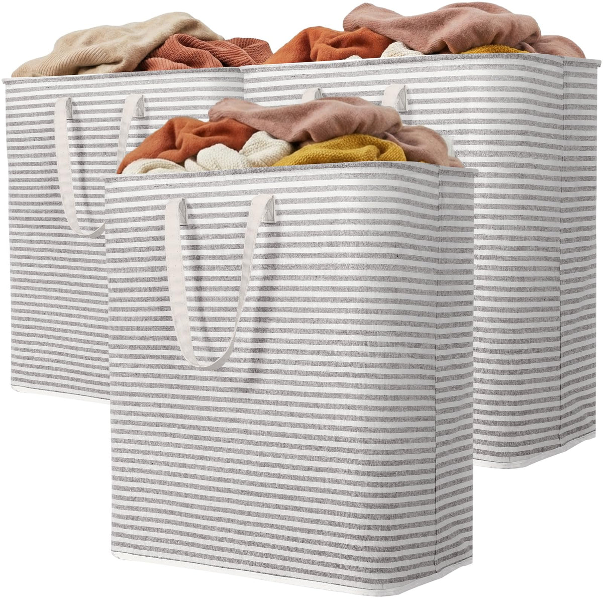 Lifewit 75L Large Laundry Baskets, Laundry Hampers Bags, 2 Pack, Grey