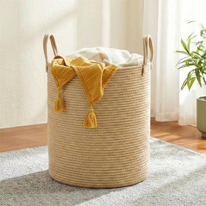 SONGMICS Laundry Hamper, Cotton Rope Basket with Handles, 15.8 Gallons