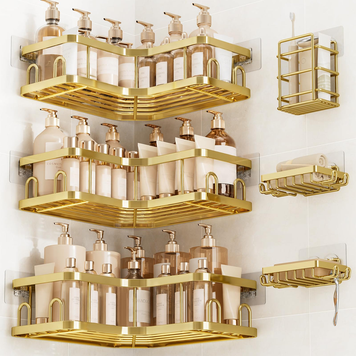 Veken Large Capacity Corner Shower Caddy 6-Pack, Advanced Rustproof Design