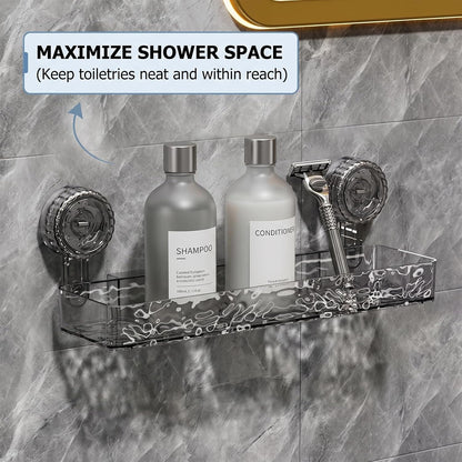 Shower Caddy Suction Cup,Bathroom Shower Organizer for Bathroom Storage & Home Decor & Kitchen No Drilling Large Capacity Removable Reusable Shower Shelves for Inside Shower(1Pack-Transparent Silver)