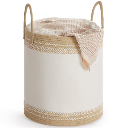 SONGMICS Laundry Hamper, Cotton Rope Basket with Handles, 15.8 Gallons