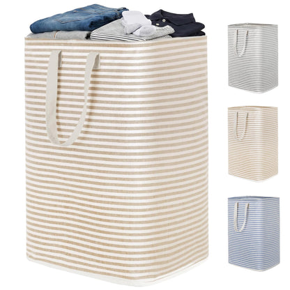 efluky Slim Laundry Basket, Narrow Laundry Hamper with Handles, Collapsible Dirty Clothes Hamper, Tall Laundry Bin for Laundry Room, Dorm and Bedroom, 12.7 Gallons(48L) Beige