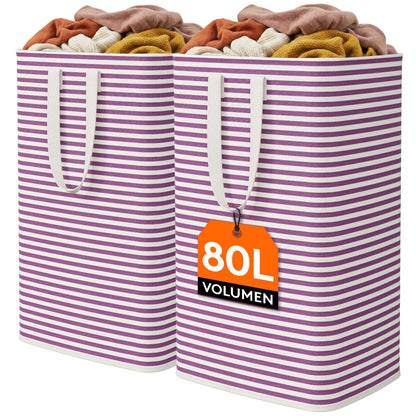 Lifewit 75L Large Laundry Baskets, Laundry Hampers Bags, 2 Pack, Grey