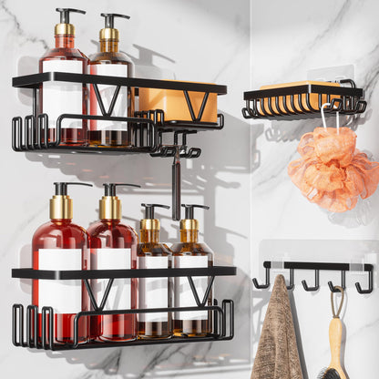 KEGII Suction Cup Shower Caddy with Soap & Razor Holder, Hooks, Cream White