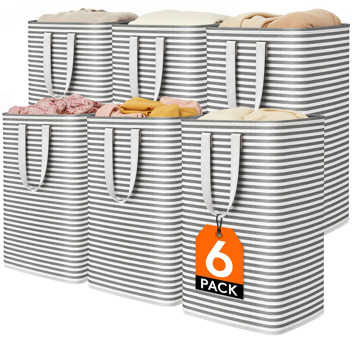 Lifewit 80L Large Laundry Baskets, Laundry Hampers Bags, 2 Pack, Grey
