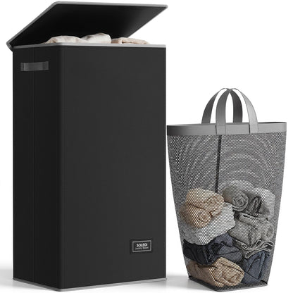 SOLEDI 100L Laundry Hamper with Lid, Large Collapsible Laundry Basket