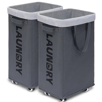 Goodpick 75L Laundry Basket with Wheels & Removable Wash Bag for Dorm