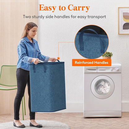 Lifewit 80L Large Laundry Basket with Handles, Dark Blue