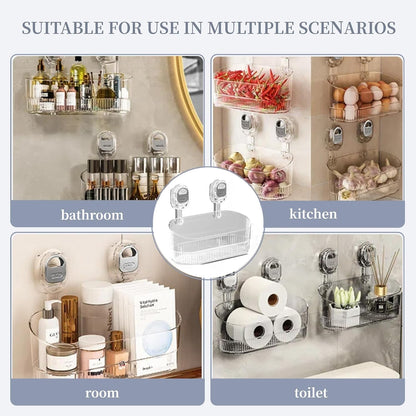 No‑Drill Wall Mount Large Storage Box with Wave‑Grip Suction Cups