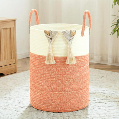 Artfeel Laundry Basket,Woven Cotton Rope Laundry Hamper,60L for Decor Storage of Dirty Clothes,Toys and Blankets in Bathroom,Baby Room and Living Room