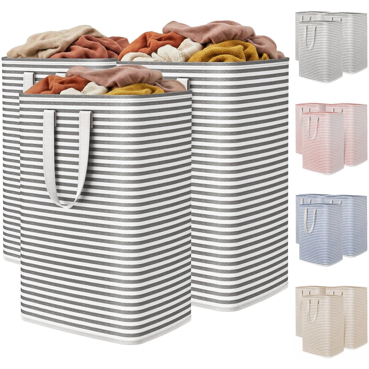 Lifewit 75L Large Laundry Baskets, Laundry Hampers Bags, 2 Pack, Grey