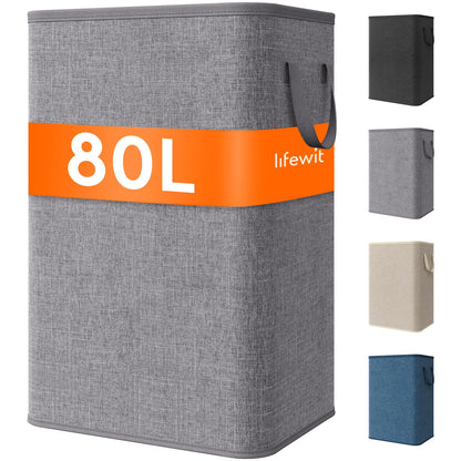 Lifewit 80L Large Laundry Basket with Handles, Dark Blue