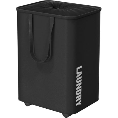 Simple Houseware Large 82L Laundry Basket with Wheels and Handles, Black