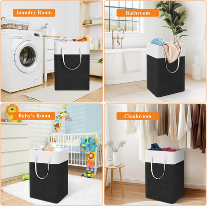 TasticTotes Laundry Basket 3-Pack, Laundry Hamper, 75L-Black