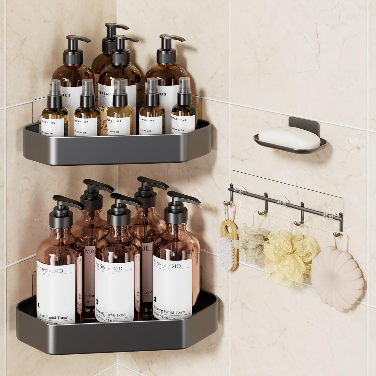 Veken Large Capacity Corner Shower Caddy 6-Pack, Advanced Rustproof Design